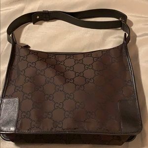 Gucci Brown GG Nylon Hobo 143743 212792